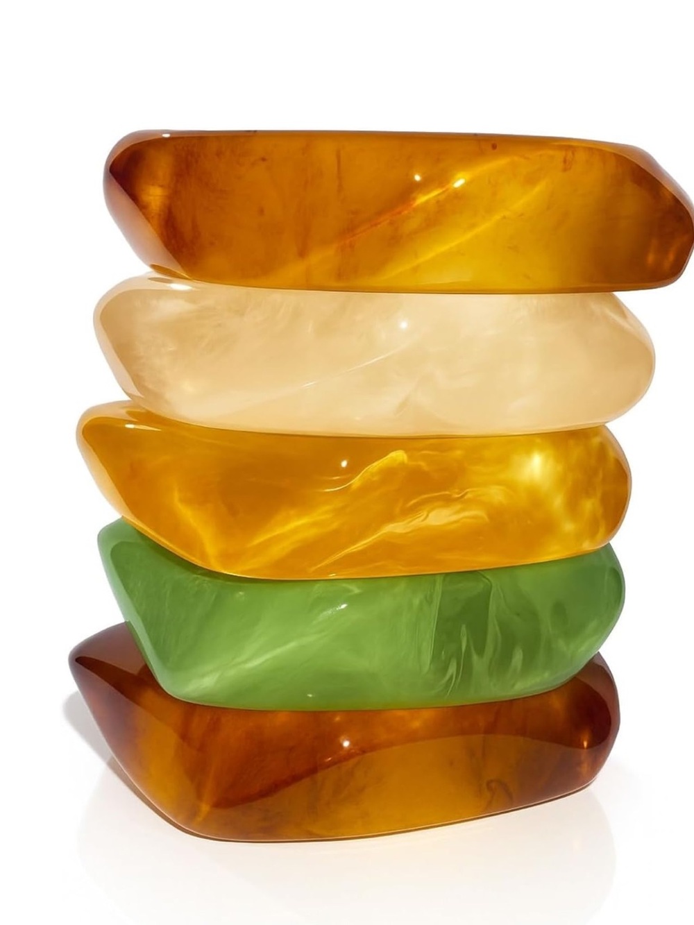 New! “Earth Vibes” Chunky Acrylic Bangle Set 5pcs (1045)